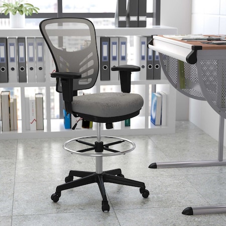 Flash Furniture Gray Draft Chair, Black Frame HL-0001-1CBLACK-LTGY-GG